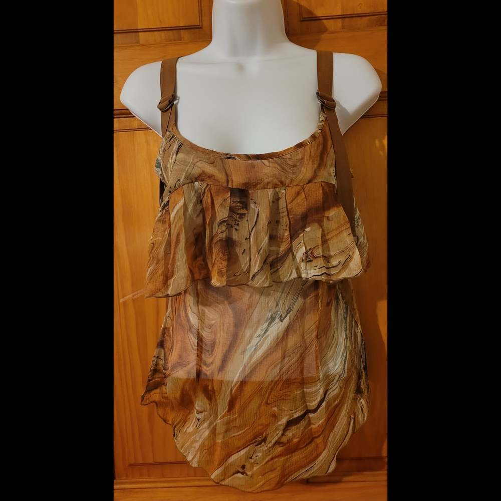 Hale Bob Ruffled Asymmetrical Tank Top